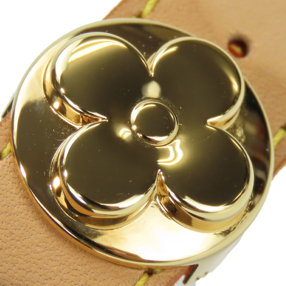 LOUIS VUITTON Cream Leather Charm Bracelet